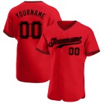 Authentisches rotes schwarzes benutzerdefiniertes Baseball-Trikot Authentisches rotes schwarzes benutzerdefiniertes Baseball-Trikot