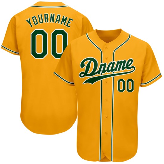 Grün-Weiß-Gold-Trikot Authentic Baseball Custom Grün-Weiß-Gold-Trikot Authentic Baseball Custom