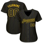 Jersey Pinstripe Gold Authentic Baseball Schwarz Schwarz-Gold Custom Jersey Pinstripe Gold Authentic Baseball Schwarz Schwarz-Gold Custom